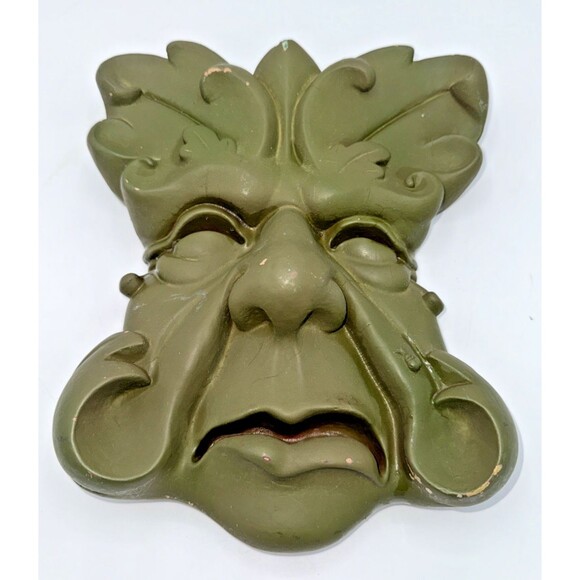 Vintage Chalk Ware Green Garden Grouch Garden Wall Art Wall Hanging 9.5” - Picture 12 of 12